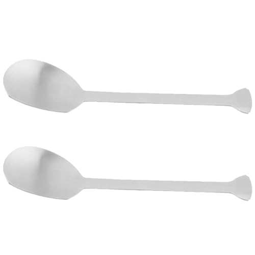 COLLBATH 2pcs Stainless Steel Stirring Spoons Slotted Spoons for Cooking Great for Coffee Stirring Dessert Serving Sauce Mixing