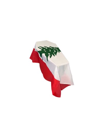Bandera de ataúd del Líbano en tejido raso grueso de 200x100 cm para funerales