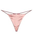 FEELITS 22 Momme 100% Mulberry Silk Thong for Women - Double-Layer Silk G-String Panties, Sexy One-Piece T-back for Gym