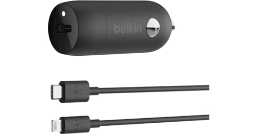Belkin USB-C Car Charger 18W W/ 4Ft USB-C to Lightning Cable (iPhone Fast Charger for iPhone 11, Pro, Max, XS, Max, XR, X, 8, Plus, iPhone SE 2020) iPhone Car Charger, iPhone Charger