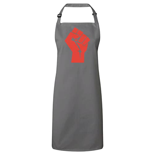 Tablier cuisine premium gris poing serré pour vos repas militants