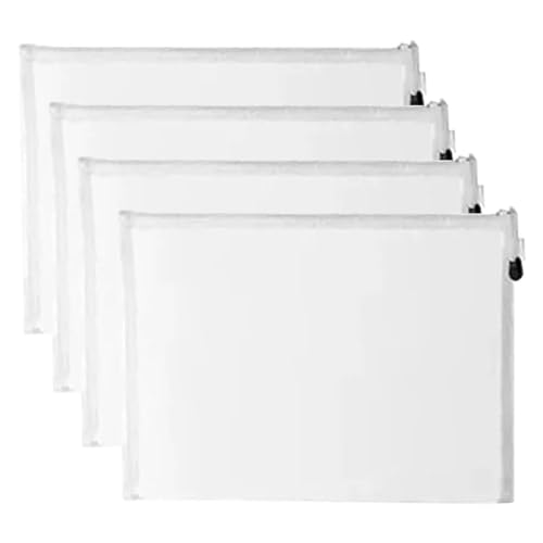 Image of 4 Stationary Transparent Pouch, Plastic Zipper Bags, Student Storage Bag, Document Bags, Certificates Bags, Pencil Pen Cases, Envelope Bag, Cosmetic Pouch with Zipper, Travel Organizer(Large)