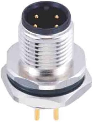 Elecbee 10pcs M12 Connector 4Pin Male Front Mounting Solder Type PCB Type Socket