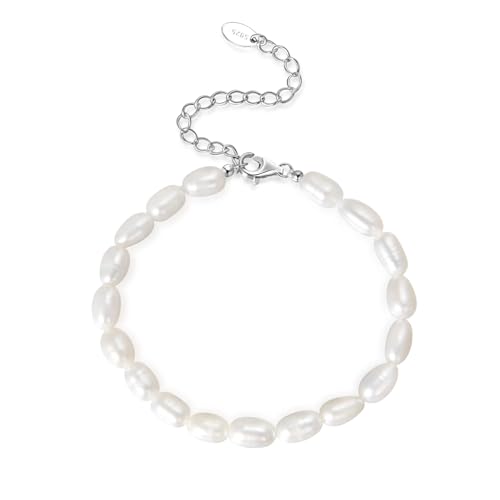 Candyfancy Perlenarmband Damen echte Perlen Süßwasserperlen, Perlen Armband für Frauen Mädchen Süßwasser-Zuchtperlen