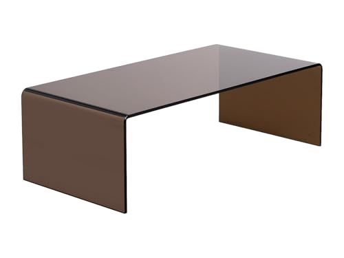 Vente-unique - Table Basse en Verre trempé courbé - Brun - Alonzo
