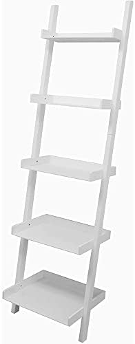 Kiera Grace Modern 5-Tier Wood Ladder Bookshelf, White