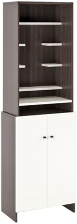 FURNEASER Shrisha Wooden Pooja Mandir for Home with Spacious Storage | Engineered Wood Floor-Standing Temple with Decorative Shelves | Wenge & Frosty White Finish, 161x50x28 cm Prayer Unit