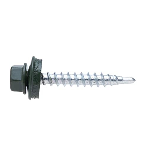 4.8 mm x 25 mm Roofing Screws, Hex Head Self-Drilling Color (RAL 6020 Chrome Green) Roof Screws with EPDM Sealed Washer - Image 4