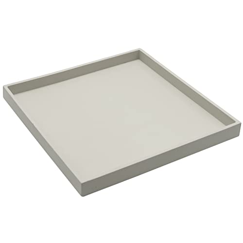 Dekovita Bandeja Decorativa para Velas 25x25x2cm - Plato Candeleros - Cuadrado Porta Velas Aspecto Piedra Gris Claro - Soporte Vela de Pilar Grandes Cover