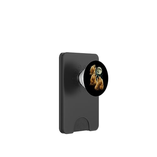 3 Perros con Forma de Garabato Dorado Aullando, Linda y Divertida fantasía Lunar PopSockets PopWallet para MagSafe