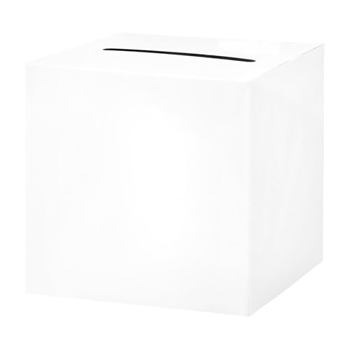 Image of Hooqict White Card Box with Slot 9.1 inch Wedding Grad Gift Card Box Holder for Party Reception, Graduation, Birthday, Retirement, Bridal or Baby Shower, Raffle Ticket Money Envelope