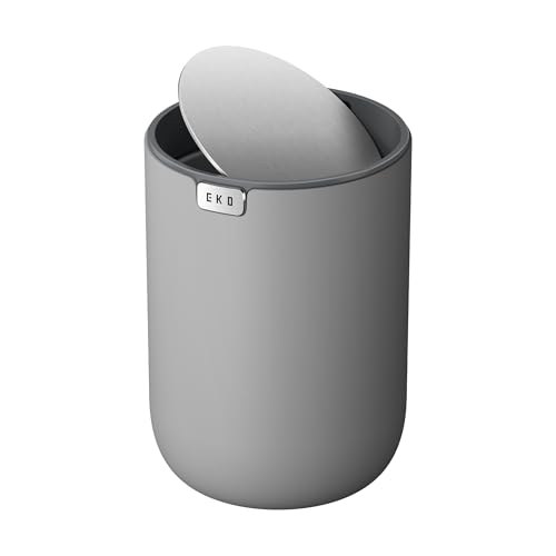 EKO Mini Tischmülleimer mit Schwingdeckel, 1,5 Liter Kosmetikeimer, kleiner Schreibtisch-Mülleimer, runder Tischabfalleimer für Büro, Bad, Schreibtisch, Schlafzimmer (Grau) EKO Mini Tischmülleimer mit Schwingdeckel, 1,5 Liter Kosmetikeimer, kleiner Schreibtisch-Mülleimer, runder Tischabfalleimer für Büro, Bad, Schreibtisch, Schlafzimmer (Grau)