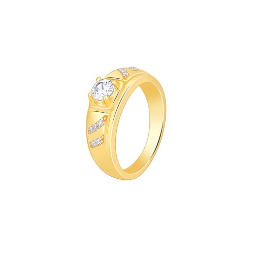 Image of GIVA 925 Silver Golden Zircon Ornate Ring For Him, Fixed Size,Indian| Gifts for Men and Boys| With Certificate of Authenticity and 925 Stamp | 6 Months Warranty