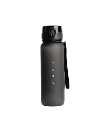 Image of TEGO Rise Tritan Water Bottle | 800ml Secure Flip Lock Lid | BPA-Free, Durable & Impact-Resistant | Wrist Strap for Easy Carry | Hydration Tracker | Gym, Office, Travel Water Bottle (Black)