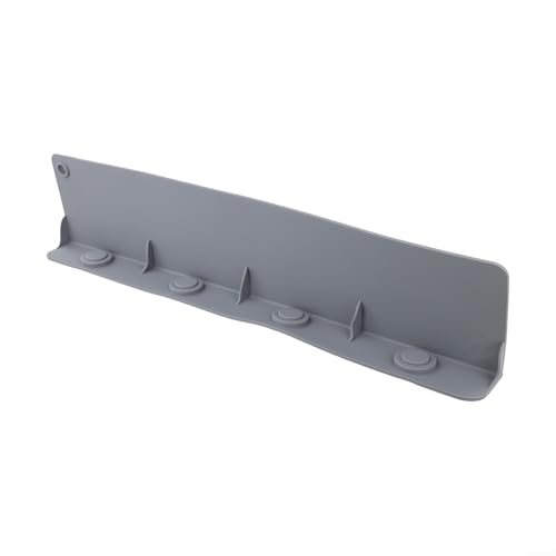 Protector de salpicaduras de silicona para fregadero con ventosas, deflector de agua de encimera para fregaderos de cocina y baño, 43,6 x 10 cm, protector de borde gris, apto para lavavajillas