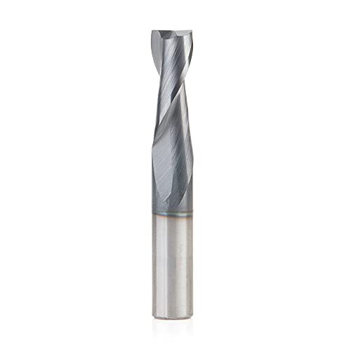 Amana Tool 51677 SC Spiral for Steel Stainless Steel &amp; Non Ferrous Metal with AlTiN Coating 2-Flute x 3/8 D x 1 CH x 3/8 SHK x 2-1/2 Inch Long Up-Cut Router Bit / 45 Deg Corner Chamfer End Mill