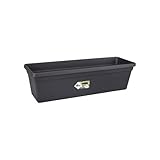 Elho Green Basics Trough 40 - Jardinera - Living Black - Exterior & Balcón - L 16.5 x A 39 x A13.7 cm