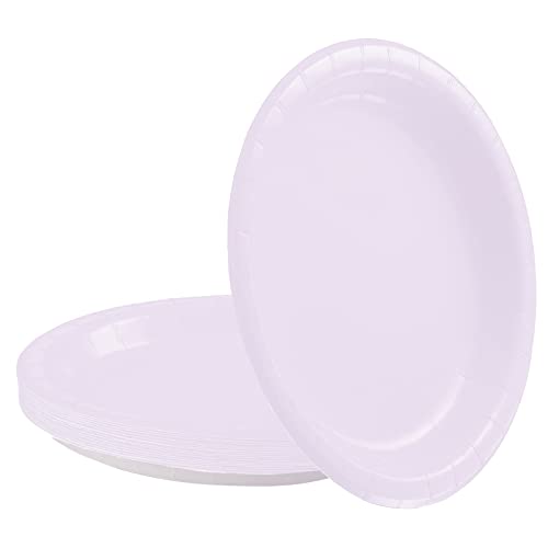 POPOYU 16Pcs Pastel Purple Party Paper Plates 7 inch, Pastel Purple Party Tableware Decor Christmas Violet Paper Plates Disposable Dessert Plate for Kids Adults Birthday Xmas Wedding Parties Supplies