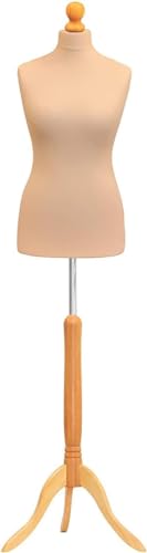 Size 10 Female Dressmaking Mannequin Tailors Bust Dressmakers Display Dummy on a stylish Wooden Tripod Base