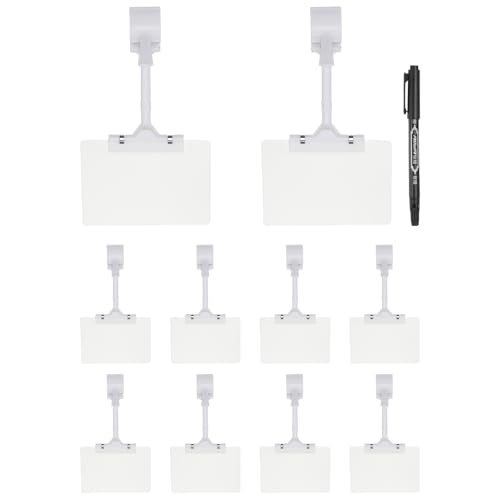Porte-étiquettes double pince réglable avec cartes A6 effaçables pour affichage