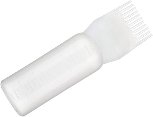 Jinshining White Brush Bottle with Comb, Shampoo Hair Color Hair Dyeing Bottle, Oil Applicator Bottle for Hair, Applicator Brush Bottle for Roots Professional Process Coloring and Highlighting Tools
