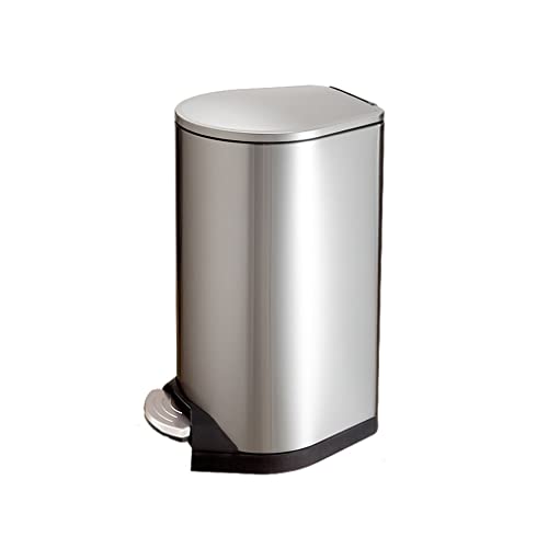 MYUYEE Cubo de Basura de Cocina Cubo de Basura de Acero Inoxidable para el hogar con Pedal y Tapa para Sala de Estar Dormitorio Oficina Almacenamiento de Basura,Un color-50L