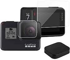 Hydrophobic Lens and Screen Protector for GoPro Hero 5/6/7 Black with Free Silicone Lens Cover ($5.99 Value). Anti-Scratch, Water/Snow Repellent, Touchscreen Compatible, Lasts up to 6 Months.