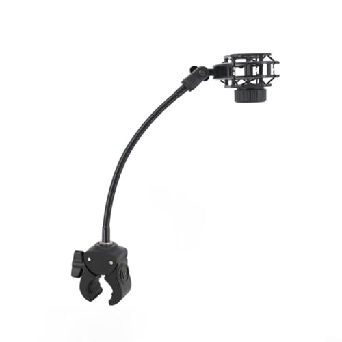 Pied de microphone flexible en col de cygne avec pince de table et adaptateur de 3/8 à 5/8, hauteur réglable 30 cm, construction robuste en métal et ABS, podcast ou performance en direct (C)