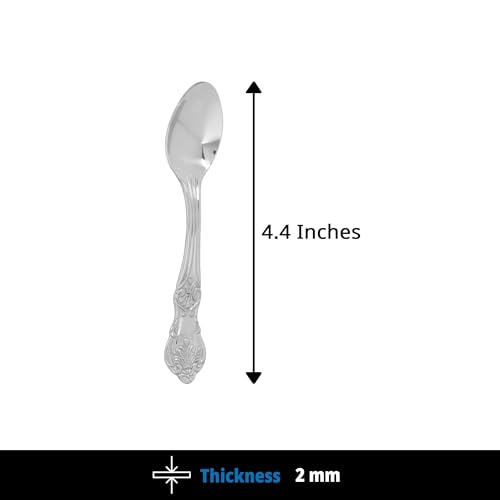 Image of Culinex 18 /8 Premium Stainless Steel 4.4 inch Tea Spoon Set of 6 for Tea, Coffee, Spices, Dessert - Fest | Small Spoons, Silver Rustproof Stylish Flatware By thinKitchen