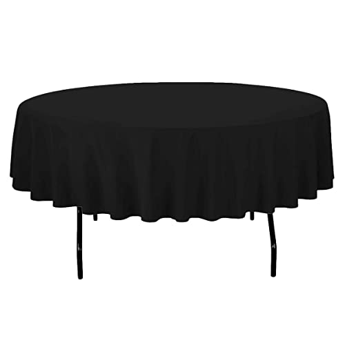 Sparkles Make It Special Leading Linens 10-pcs 90" Inch Round Polyester Cloth Fabric Linen Tablecloth - Wedding Reception Restaurant Banquet Party - Machine Washable - Choice of Color - Black
