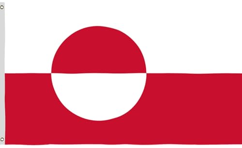 Greenland Flag 2X3FT, Large Greenland National Flags,Vivid Color and Fade Proof,Canvas Header and Double Stitched with 2 Brass Grommets, Indoor, Outdoor, Gifts....