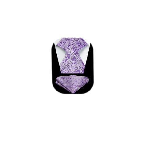 Image of HISDERN Ties for Men Paisley Floral Tie Handkerchief Classic Woven Business Formal Necktie and Pocket Square Set Wedding