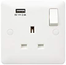 MK (ELECTRIC) MK Base MB24354WHI 13A 1G DP Switched Socket with USB Port, White