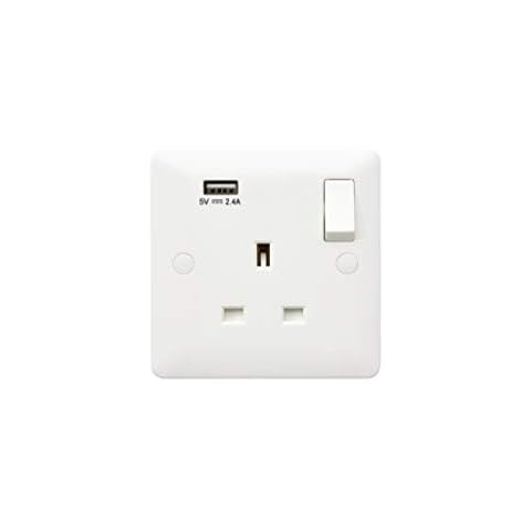 MK (ELECTRIC) MK Base MB24354WHI 13A 1G DP Switched Socket with USB Port, White Cover