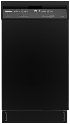 Honeywell 18 Inch Dishwasher with 8 Place settings, 6 Washing Programs, Stainless Steel Tub, UL/Energy Star- Black