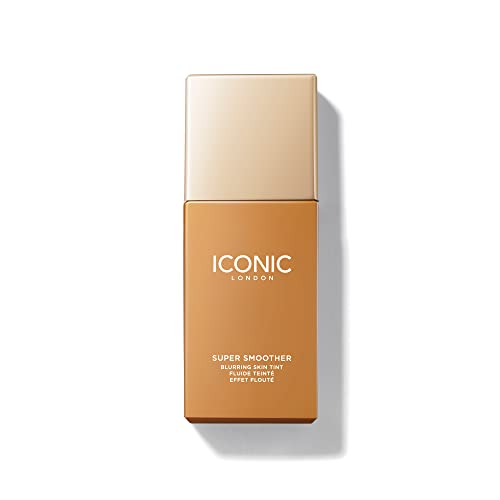 ICONIC London Super Smoother Blurring Skin Tint | Light to Medium Coverage Matte Makeup Foundation| Enriched with Vegan Collagen and Peach Flower Extract - Golden Tan