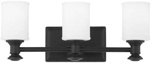 Minka Lavery 5173-66A Harbour Point Vanity Bath Light, 3-Light, 300 Total Watts, 19-in H x 7.25-in W, Coal Black