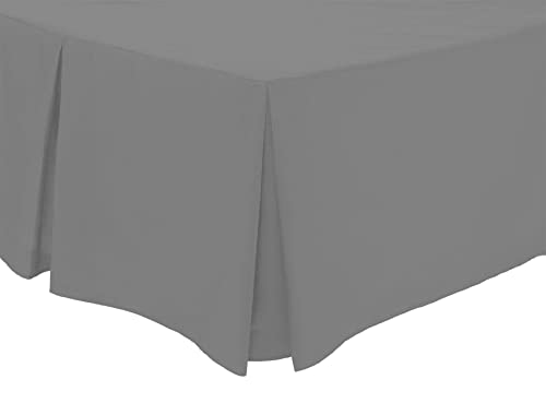 Olivia Rocco Pleated Base Valance Sheet Easy Care Polycotton Base Valances, Double Grey