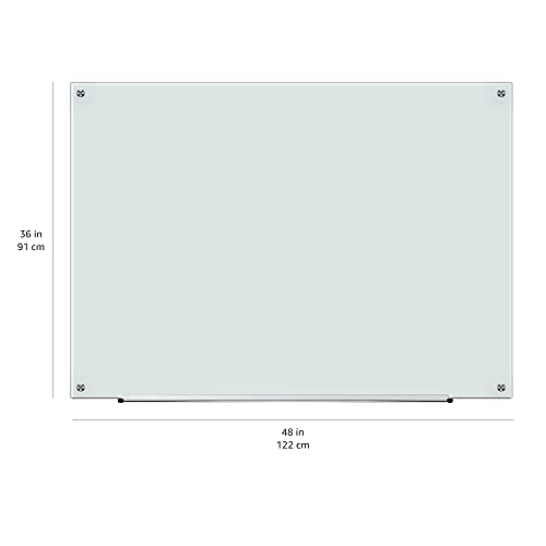 Image of AmazonBasics Glass Dry-Erase Board - Frosted, Non-Magnetic, 1.21 x 0.91 m