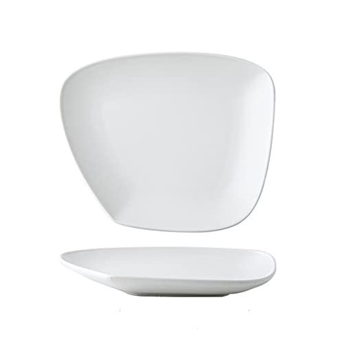 Huangj-0527 Servizio Tavola Piatto piano in ceramica Cucina domestica Ristorante Caffè Piatto da dessert Piatto piano normale Piatto piano irregolare Piatto piano bianco Piatto fondo Dessert(XS)