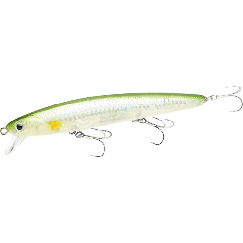 LUCKY CRAFT FlashMinnow 110 Ghost Series Saltwater Fishing Lures, Jerkbait for Halibut and Bass Fish, Slow Suspending 1–2 ft, Surf Fishing Gear and Tackle Box Accessories, 829 MS Ghost Ayu