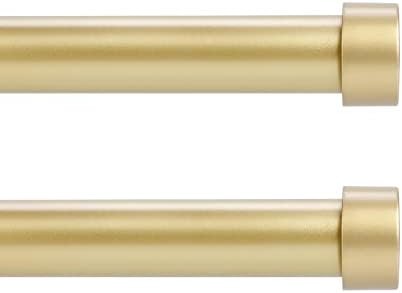 2 Pack Gold Curtain Rods for Windows 48 to 84 Inch(4-7 Feet),1" Diameter Drapery Rods with Modern Style End Cap Finials,Size:36-88 Inch