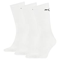 PUMA Unisex Adult's Crew Socks (3 Pack), White, 7 US - 9 US