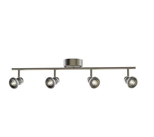 Image of 4-Light Dimmable LED Track Lighting Kit, Industrial Gunmetal Flush Mount Ceiling Spotlight, Adjustable Heads with Directional Lighting (LED Bulbs Included)