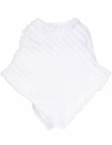 HEIZZI Knitted Genuine Rabbit Fur Poncho Elegant Bridal Shawl Fur Cape for Weddings, Bridesmaids, and Evening Wear2