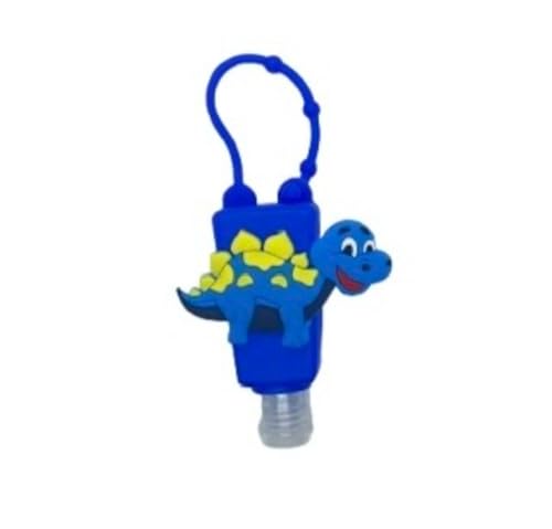 Kids Hand Sanitizer Emty Bottles Refillable Bottle Bottles With Silicone cover/case Leakproof Travel Essentials for Children Great for School and playgrounds clip on bags and prams (Blue dinosaur)