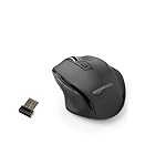 Amazon Basics Computer Mouse Wireless, Ergonomic, 2.4 GHz Optical, DPI Adjustable, Compatible With PC, Mac, Laptop, Black
