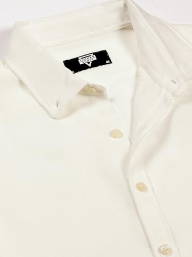 Image of Thomas Scott Men's | Solid | Textured Fabric | Full Sleeve | Slim Fit | Polyester-Blend | Spread Collar | Casual Shirt