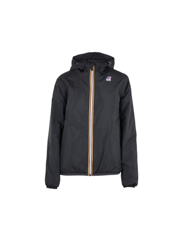 KWAY K61273W USY TG L LE VRAI 4.0 CLAUDE WARM Veste de sport unisexe avec capuche, noir avec détails à rayures colorées, fermeture à glissière