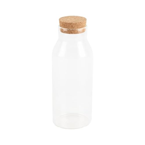 Essential Glass Water Bottle with Natural Cork Lid Eco-Friendly Reusable BPA-Free Bottle for Water Juice Smoothies and Beverages | Stylish Leakproof Portable Bottle 1000ml L8.8XW8.8XH26.5 HCm